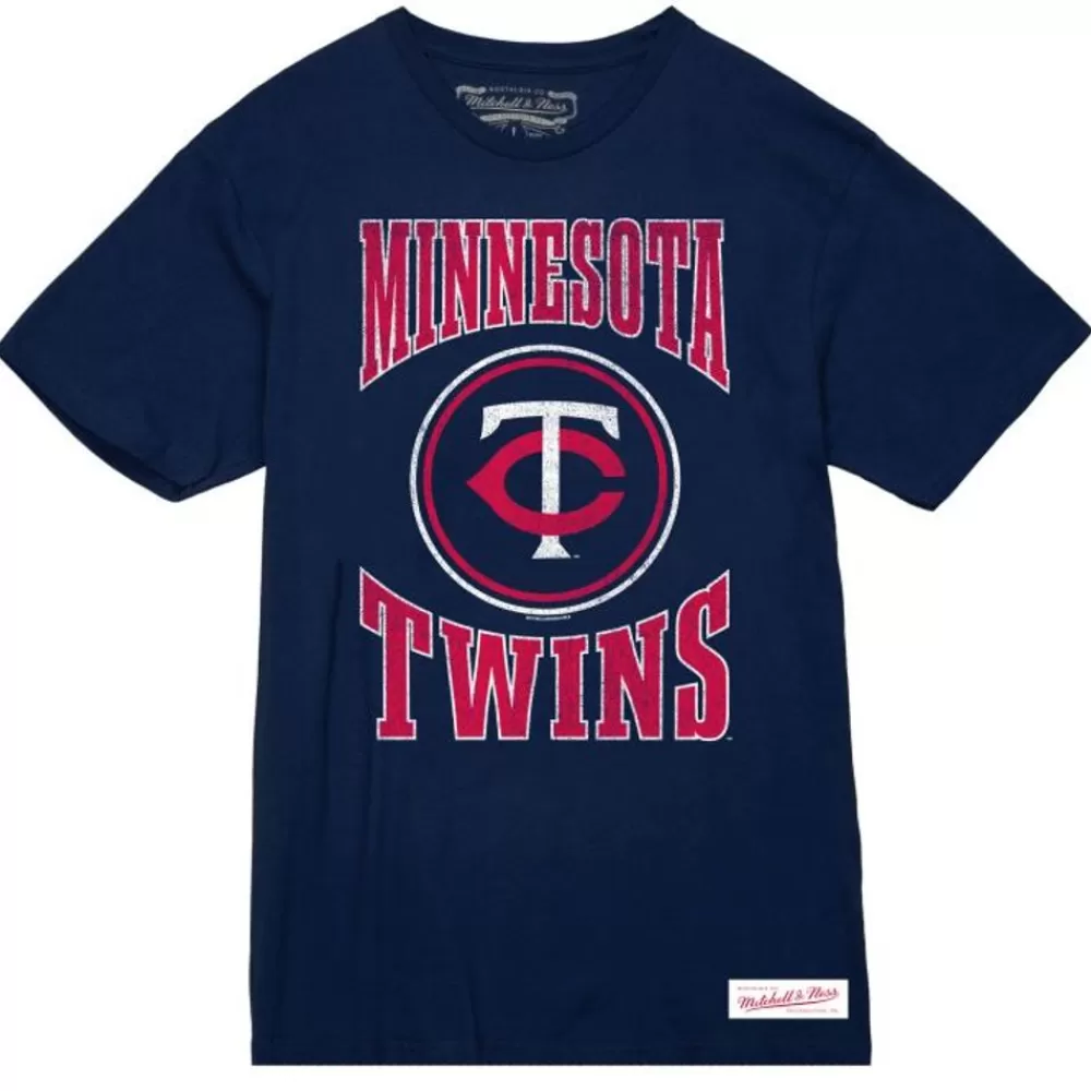 Apparel Mitchell & Ness T-Shirts & Tops-Arched Logo Slub Tee Minnesota Twins
