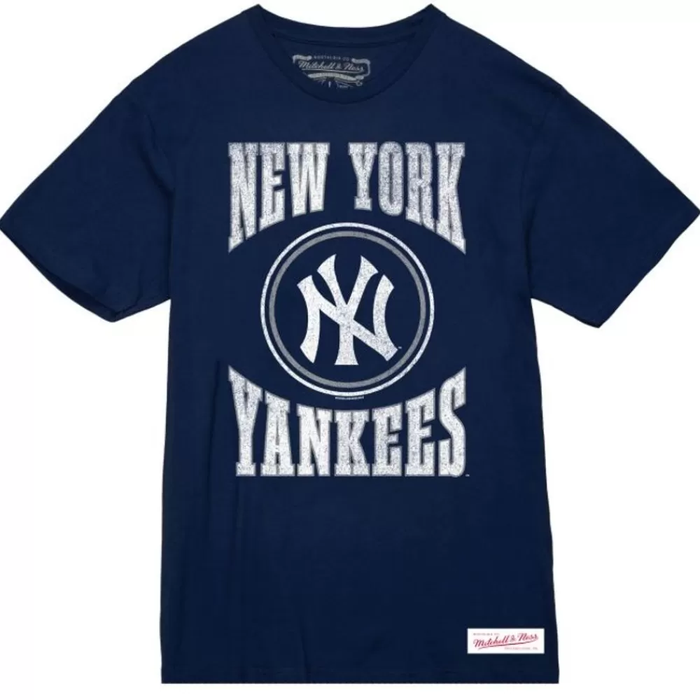 Apparel Mitchell & Ness T-Shirts & Tops-Arched Logo Slub Tee New York Yankees