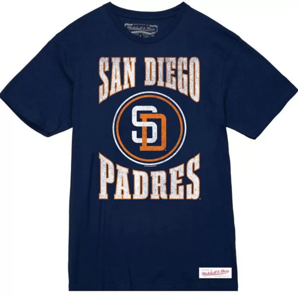 Apparel Mitchell & Ness T-Shirts & Tops-Arched Logo Slub Tee San Diego Padres