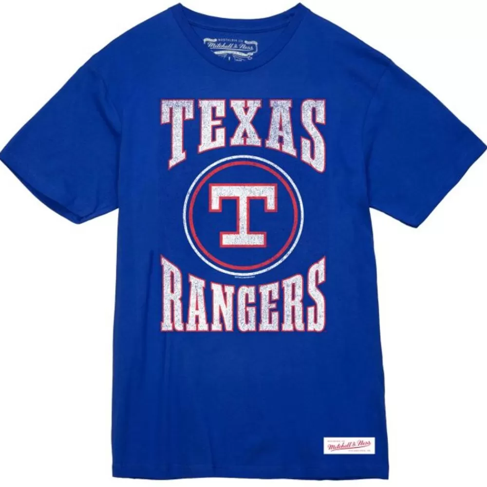 Apparel Mitchell & Ness T-Shirts & Tops-Arched Logo Slub Tee Texas Rangers