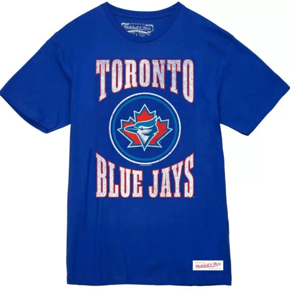 Apparel Mitchell & Ness T-Shirts & Tops-Arched Logo Slub Tee Toronto Blue Jays