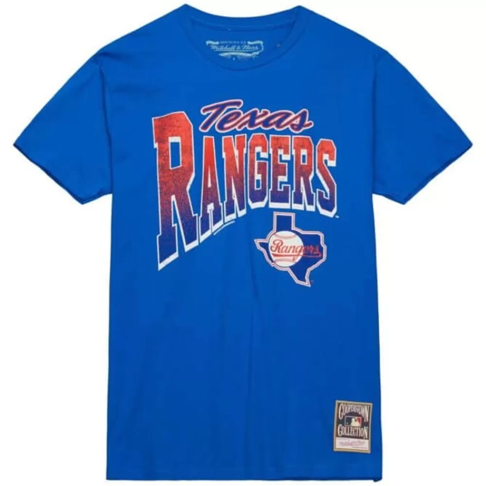 Apparel Mitchell & Ness T-Shirts & Tops-Arched Vintage Logo Tee Texas Rangers