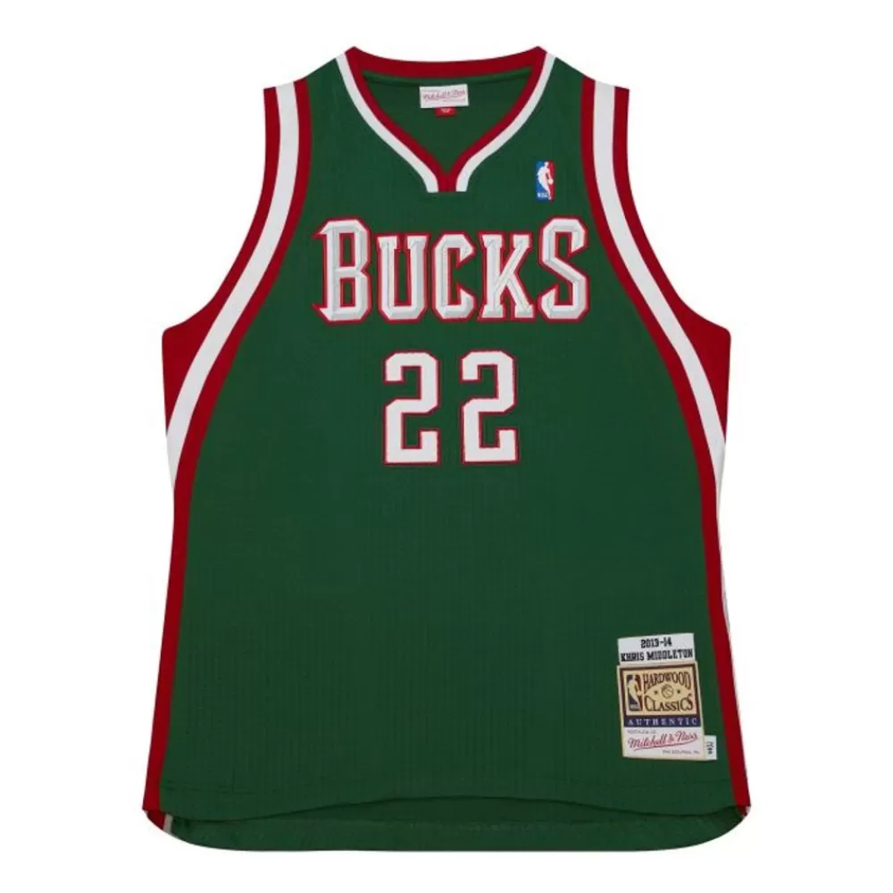 Jerseys Mitchell & Ness -Authentic Khris Middleton Milwaukee Bucks Road 2013-14 Jersey