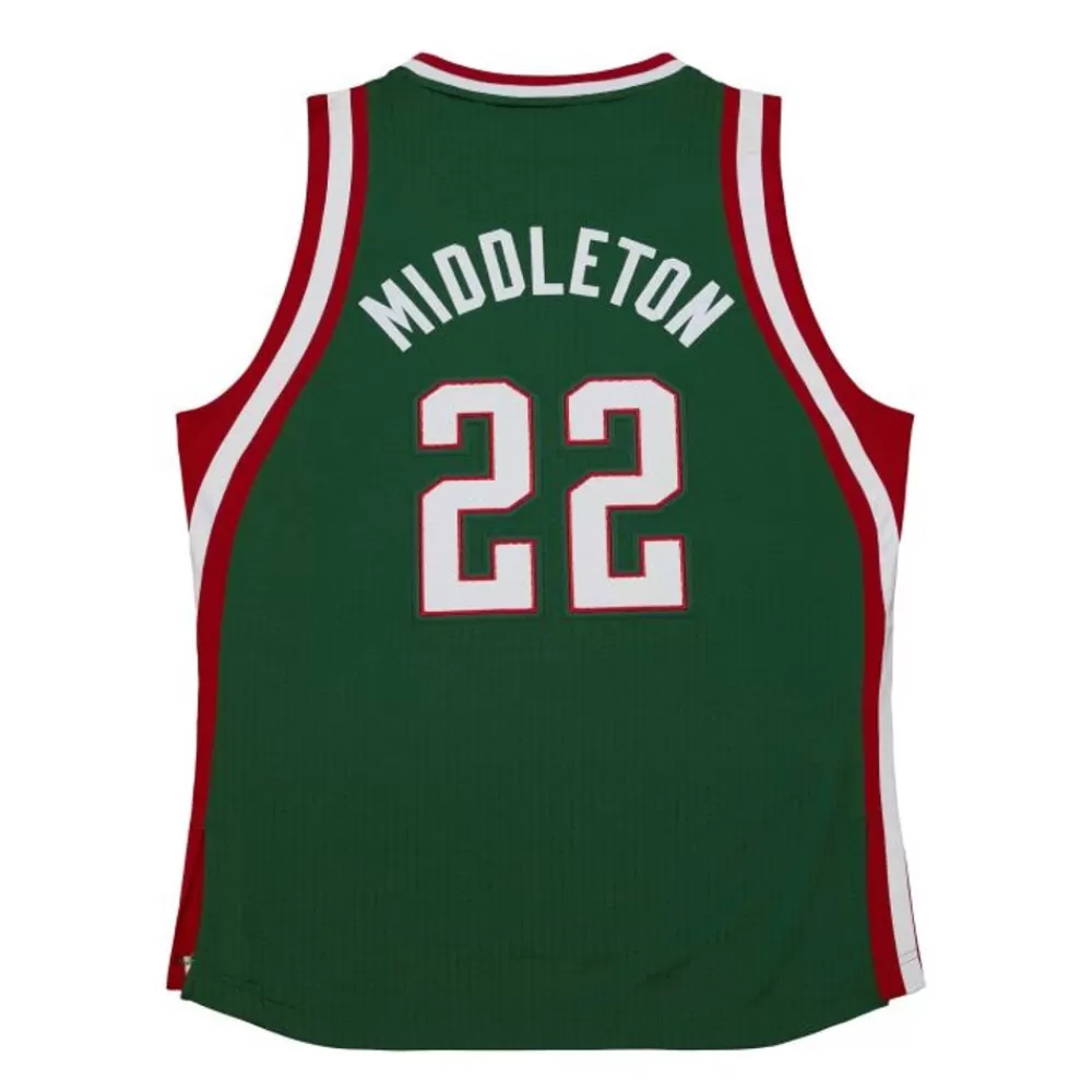 Jerseys Mitchell & Ness -Authentic Khris Middleton Milwaukee Bucks Road 2013-14 Jersey