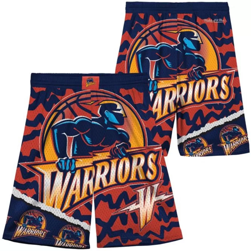 Apparel Mitchell & Ness Big Kids-Big Face Jumbotron Mesh Shorts Golden State Warriors