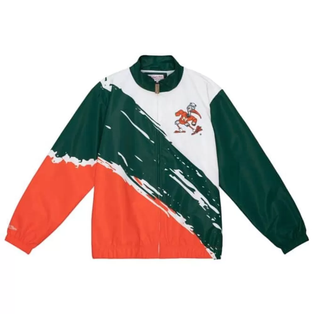 Apparel Mitchell & Ness Jackets & Outerwear-Paintbrush Windbreaker University Of Miami