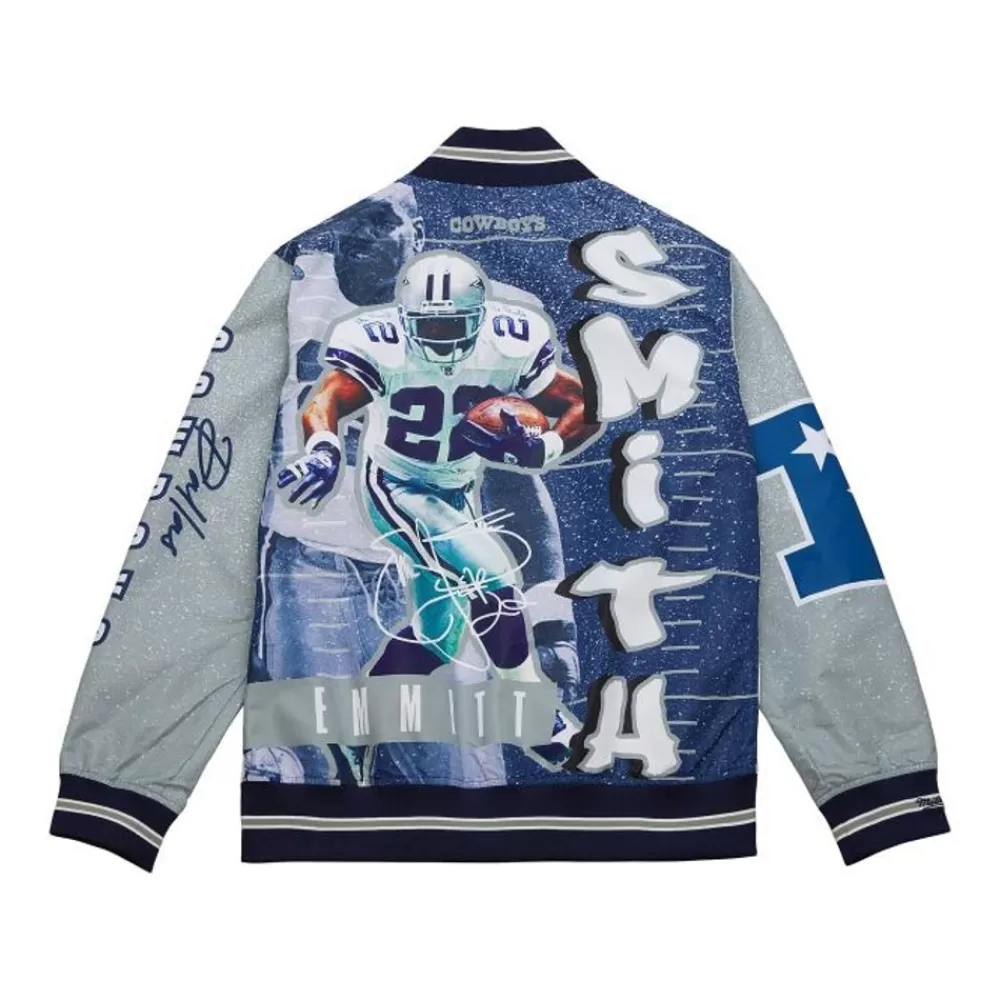 Apparel Mitchell & Ness Jackets & Outerwear-Player Burst Warm Up Jacket Dallas Cowboys Emmitt Smith