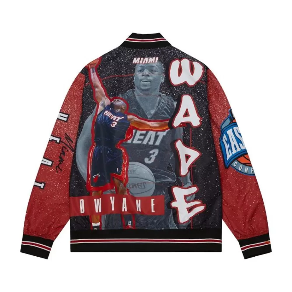 Apparel Mitchell & Ness Jackets & Outerwear-Player Burst Warm Up Jacket Miami Heat Dwyane Wade