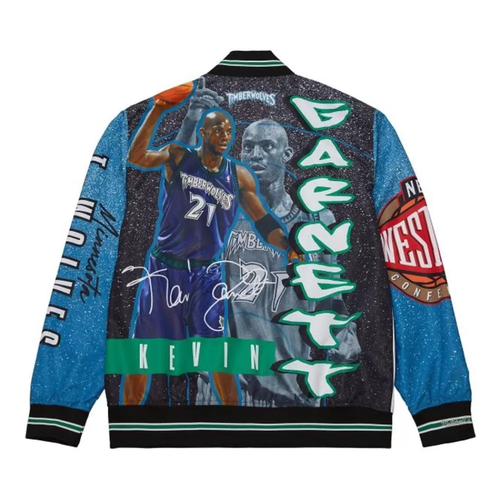 Apparel Mitchell & Ness Jackets & Outerwear-Player Burst Warm Up Jacket Minnesota Timberwolves Kevin Garnett