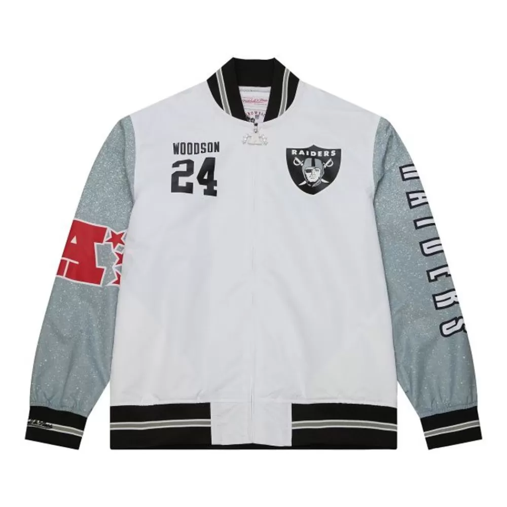 Apparel Mitchell & Ness Jackets & Outerwear-Player Burst Warm Up Jacket Oakland Raiders Charles Woodson