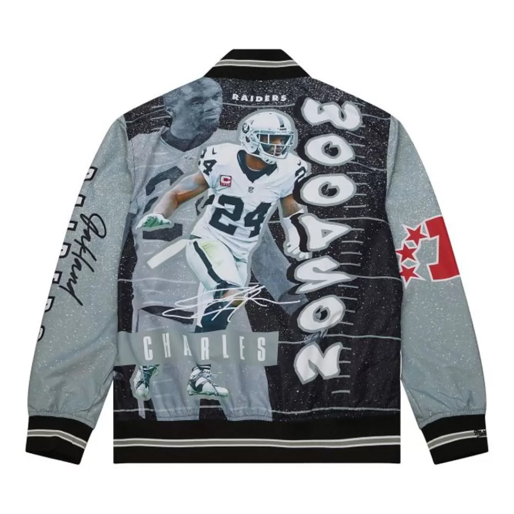 Apparel Mitchell & Ness Jackets & Outerwear-Player Burst Warm Up Jacket Oakland Raiders Charles Woodson