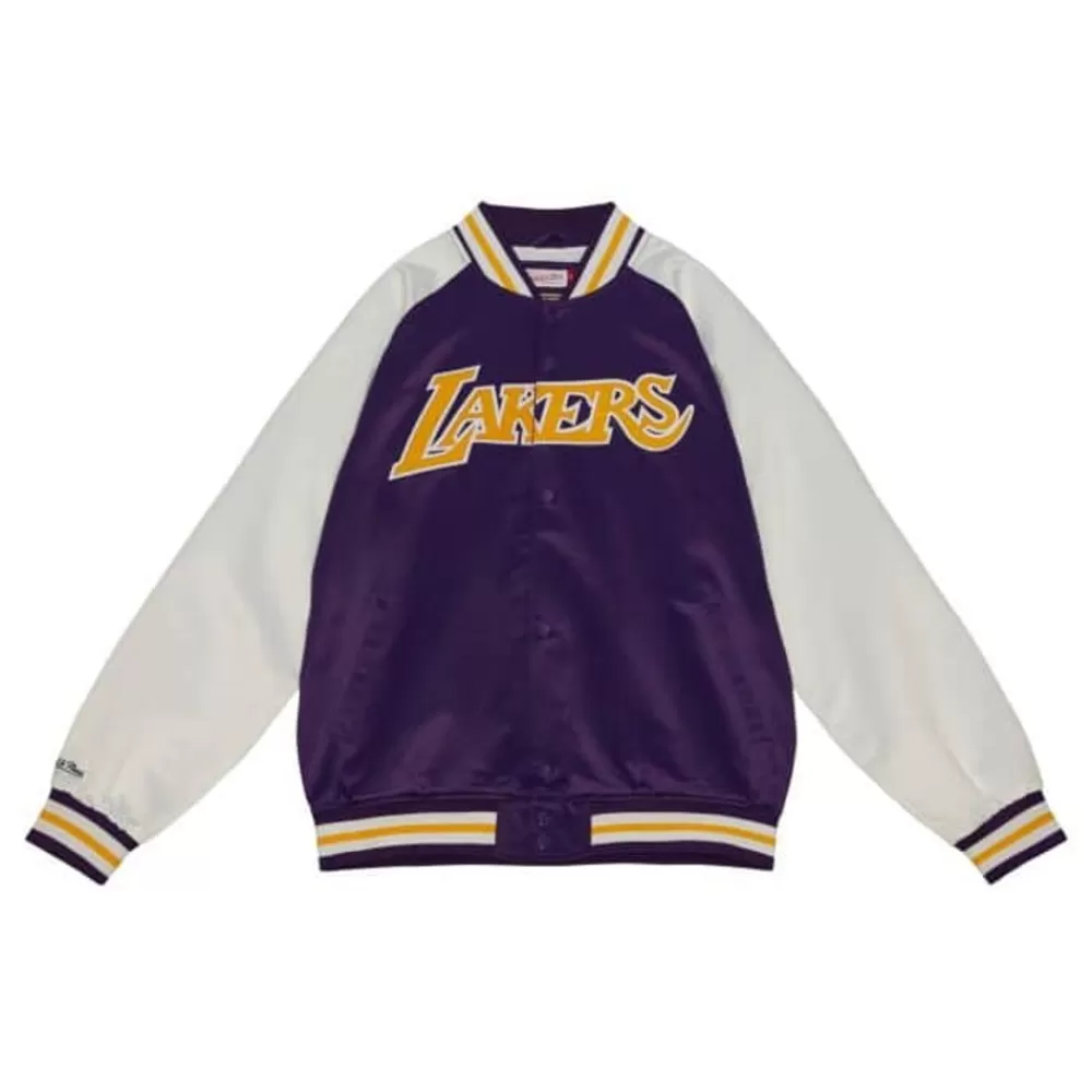 Apparel Mitchell & Ness Jackets & Outerwear-Primetime Lightweight Satin Jacket Los Angeles Lakers