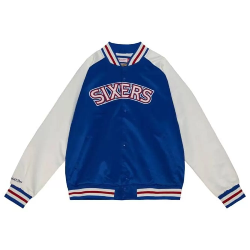 Apparel Mitchell & Ness Jackets & Outerwear-Primetime Lightweight Satin Jacket Philadelphia 76Ers