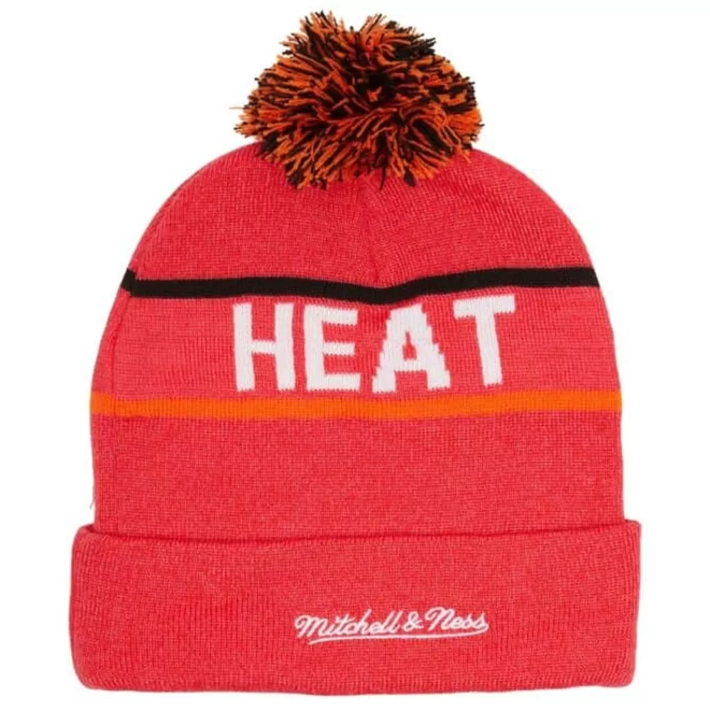 Headwear Mitchell & Ness -Reload 2.0 Pom Knit Beanie Miami Heat