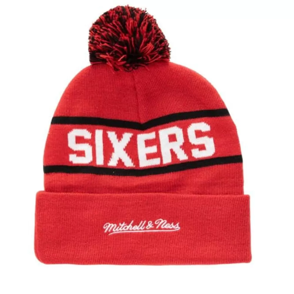 Headwear Mitchell & Ness -Reload 2.0 Pom Knit Beanie Philadelphia 76Ers