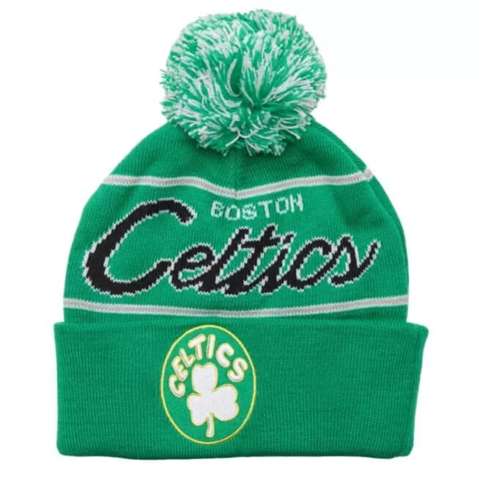 Headwear Mitchell & Ness -Script Pom Beanie Hwc Boston Celtics