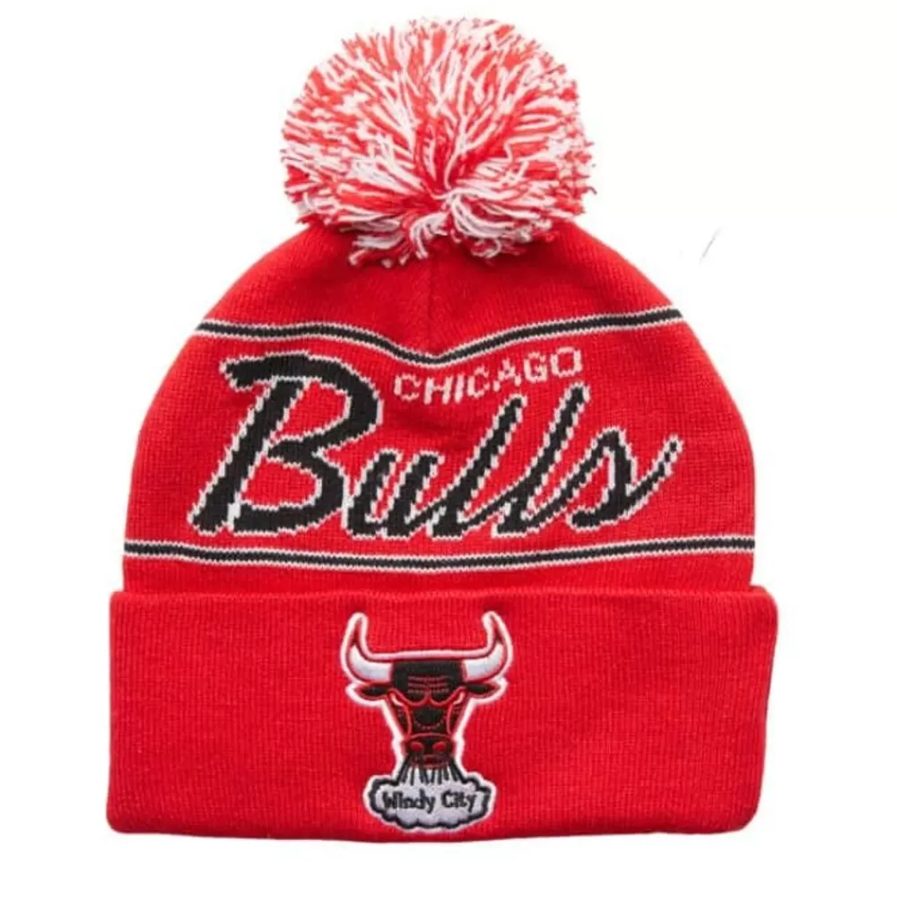Headwear Mitchell & Ness -Script Pom Beanie Hwc Chicago Bulls