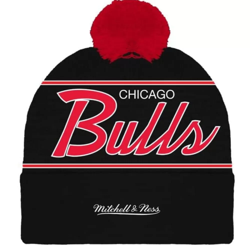Headwear Mitchell & Ness -Script Pom Beanie Hwc Chicago Bulls