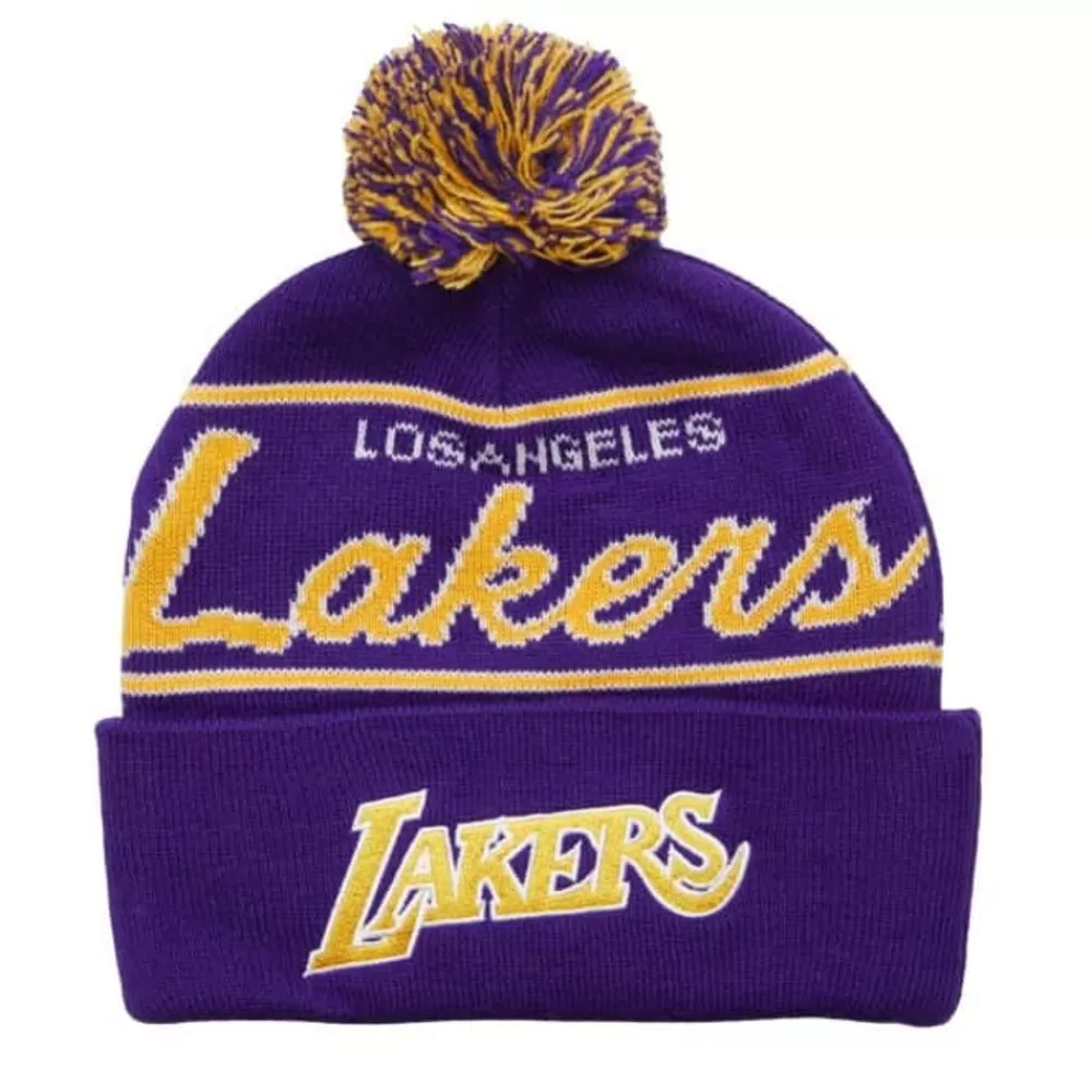 Headwear Mitchell & Ness -Script Pom Beanie Hwc Los Angeles Lakers