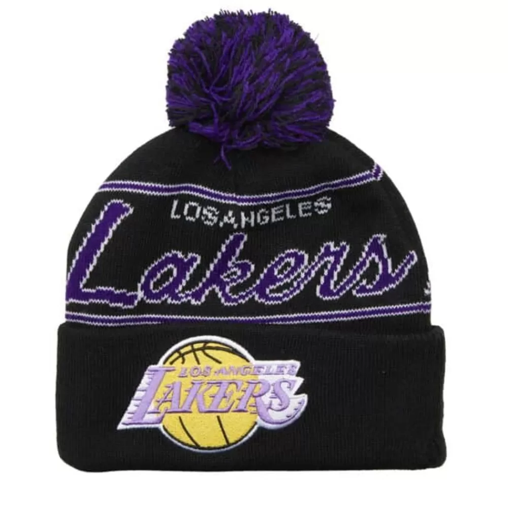 Headwear Mitchell & Ness -Script Pom Beanie Hwc Los Angeles Lakers