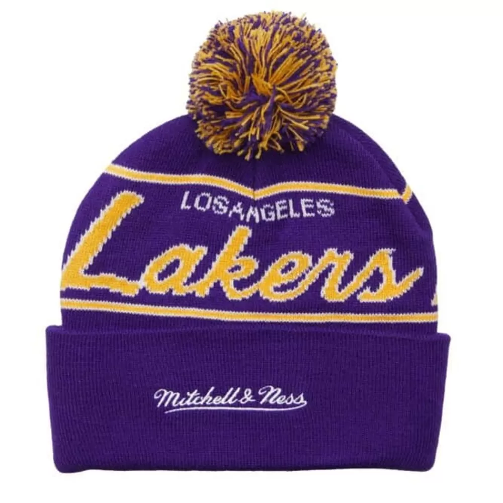 Headwear Mitchell & Ness -Script Pom Beanie Hwc Los Angeles Lakers