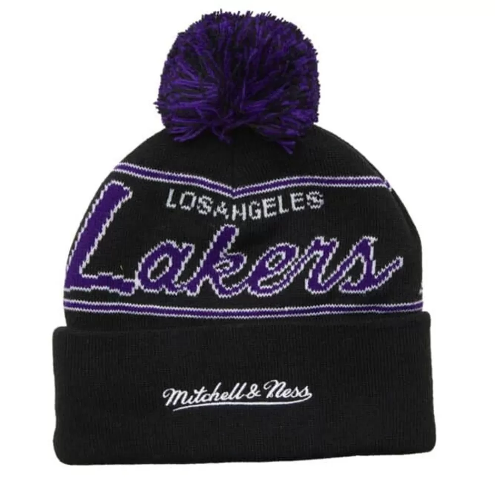 Headwear Mitchell & Ness -Script Pom Beanie Hwc Los Angeles Lakers