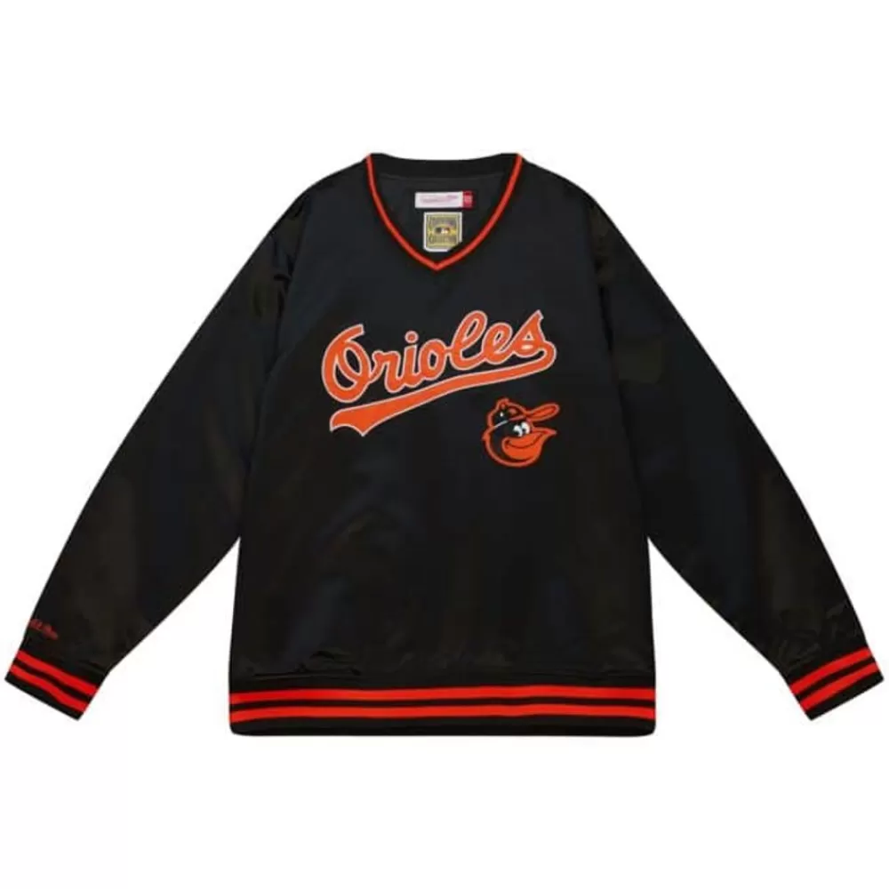 Apparel Mitchell & Ness Jackets & Outerwear-Sideline Pullover Satin Jacket Baltimore Orioles