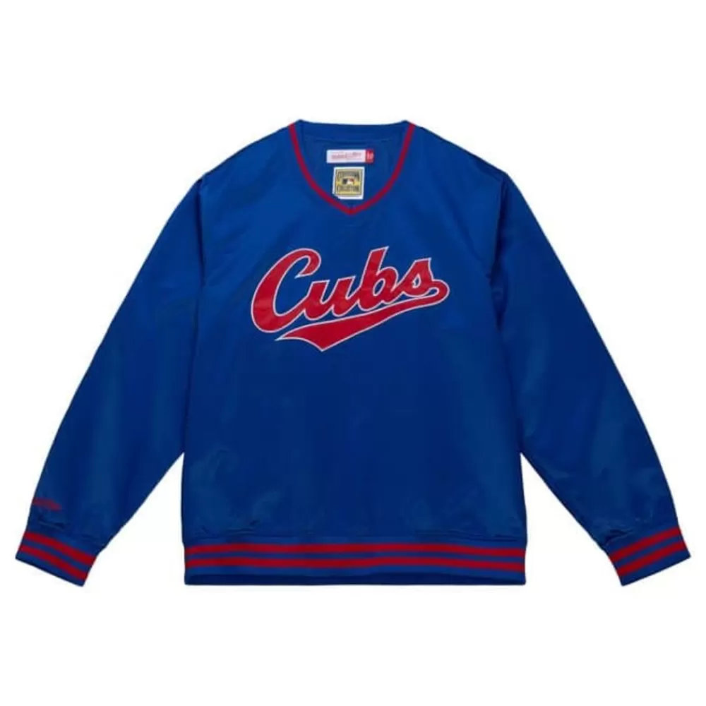 Apparel Mitchell & Ness Jackets & Outerwear-Sideline Pullover Satin Jacket Chicago Cubs