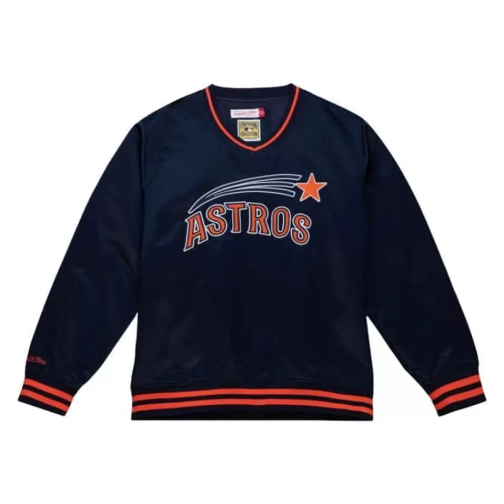 Apparel Mitchell & Ness Jackets & Outerwear-Sideline Pullover Satin Jacket Houston Astros