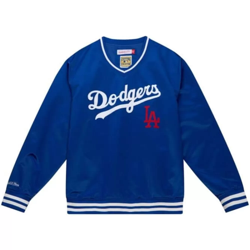 Apparel Mitchell & Ness Jackets & Outerwear-Sideline Pullover Satin Jacket Los Angeles Dodgers