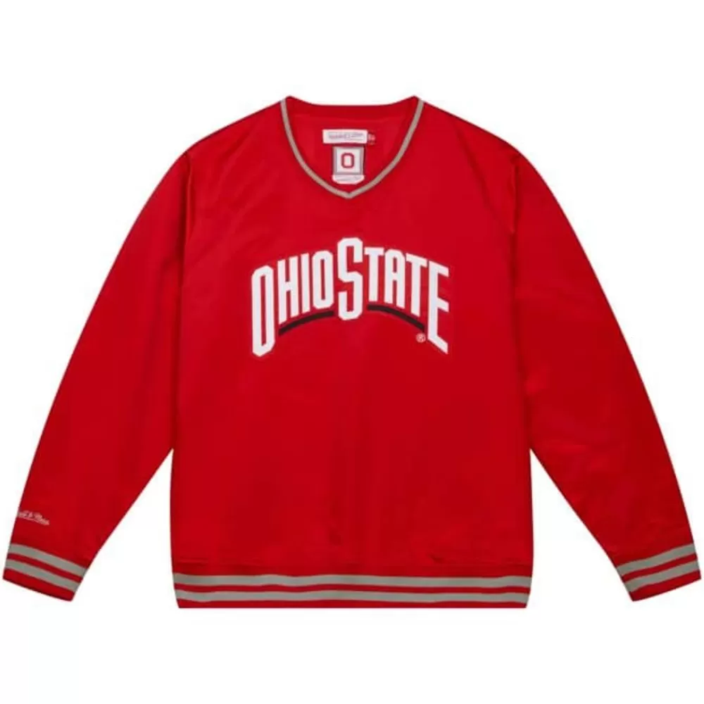 Apparel Mitchell & Ness Jackets & Outerwear-Sideline Pullover Satin Jacket Ohio State