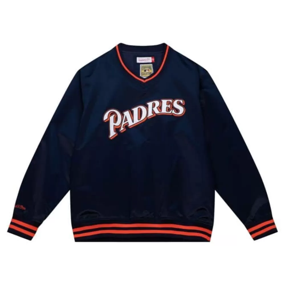 Apparel Mitchell & Ness Jackets & Outerwear-Sideline Pullover Satin Jacket San Diego Padres