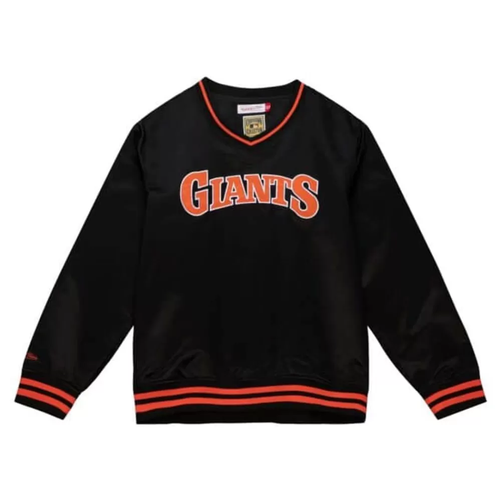 Apparel Mitchell & Ness Jackets & Outerwear-Sideline Pullover Satin Jacket San Francisco Giants