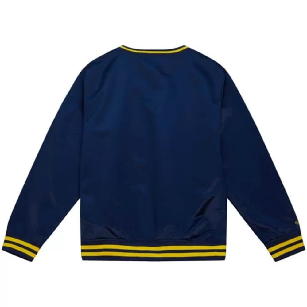 Apparel Mitchell & Ness Jackets & Outerwear-Sideline Pullover Satin Jacket University Of Michigan