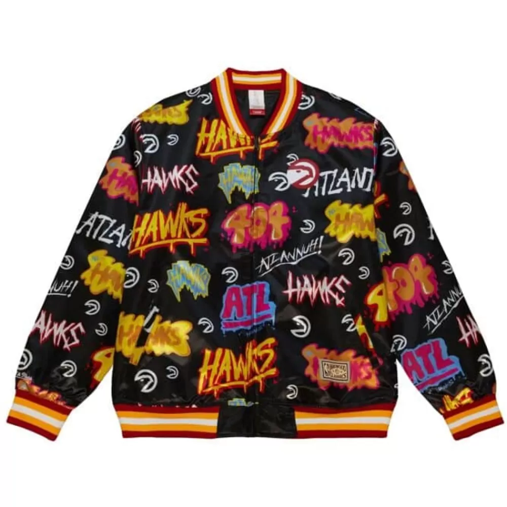 Apparel Mitchell & Ness Jackets & Outerwear-Slap Sticker Reversible Jacket Atlanta Hawks