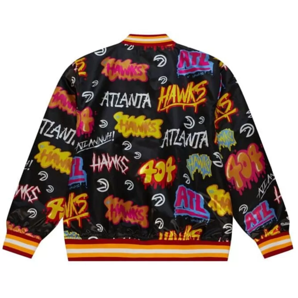 Apparel Mitchell & Ness Jackets & Outerwear-Slap Sticker Reversible Jacket Atlanta Hawks