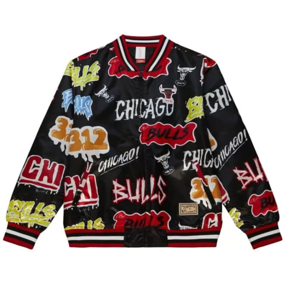 Apparel Mitchell & Ness Jackets & Outerwear-Slap Sticker Reversible Jacket Chicago Bulls