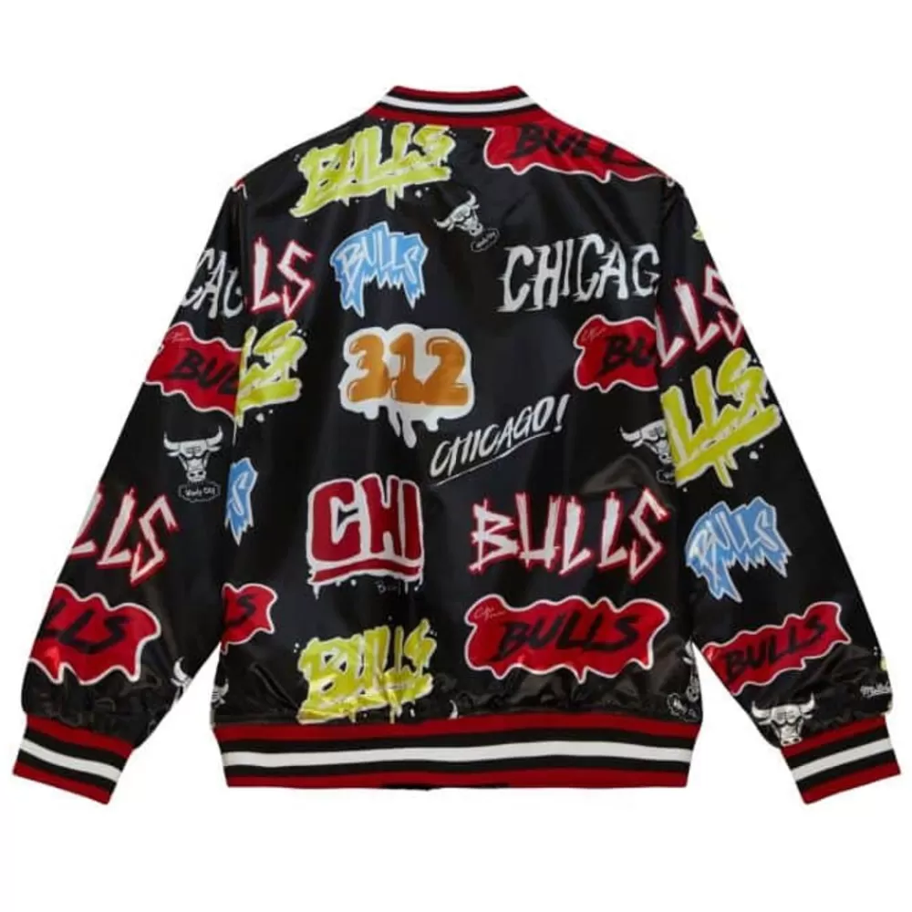 Apparel Mitchell & Ness Jackets & Outerwear-Slap Sticker Reversible Jacket Chicago Bulls