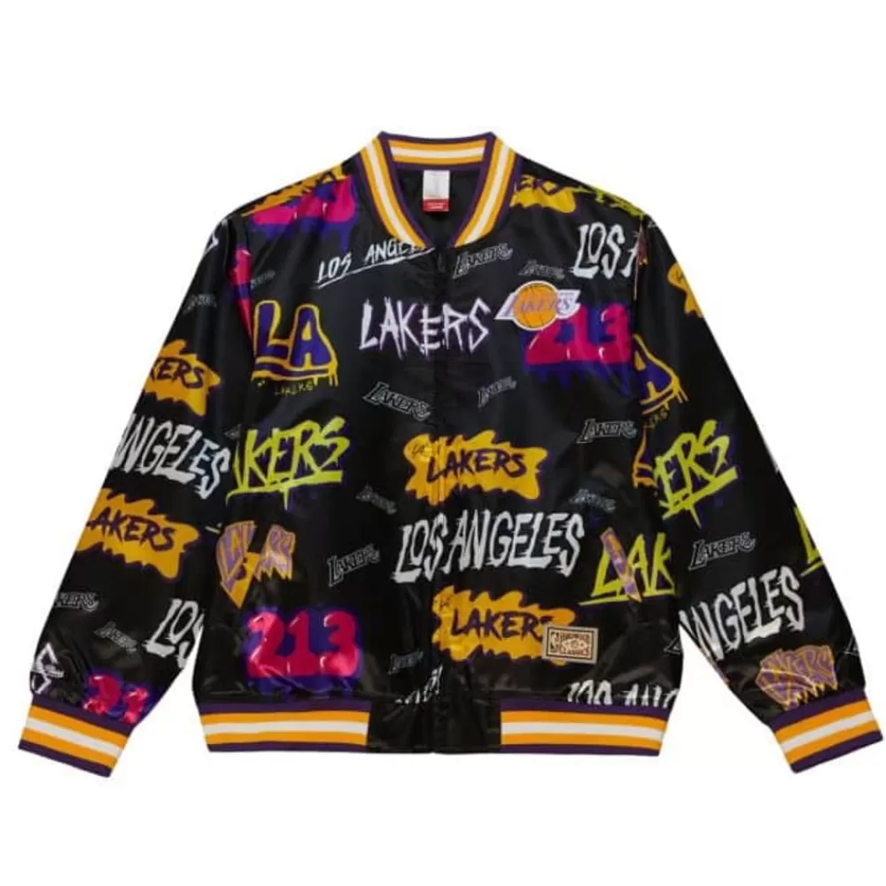 Apparel Mitchell & Ness Jackets & Outerwear-Slap Sticker Reversible Jacket Los Angeles Lakers