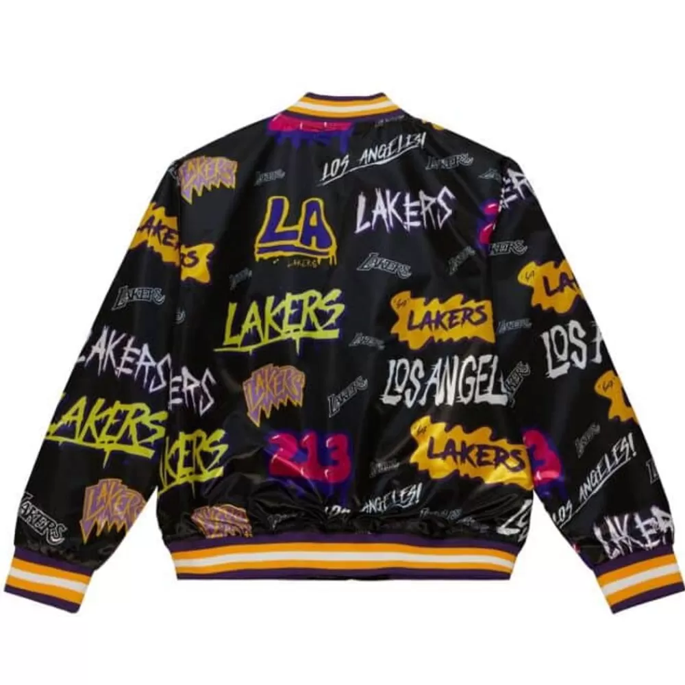 Apparel Mitchell & Ness Jackets & Outerwear-Slap Sticker Reversible Jacket Los Angeles Lakers