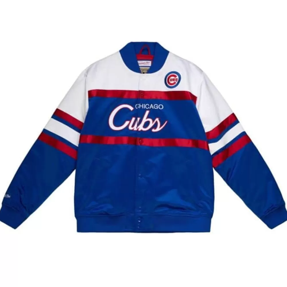 Apparel Mitchell & Ness Jackets & Outerwear-Special Script Heavyweight Satin Jacket Chicago Cubs