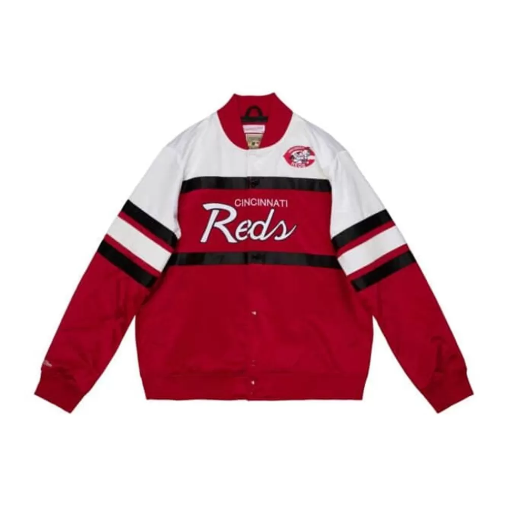 Apparel Mitchell & Ness Jackets & Outerwear-Special Script Heavyweight Satin Jacket Cincinnati Reds