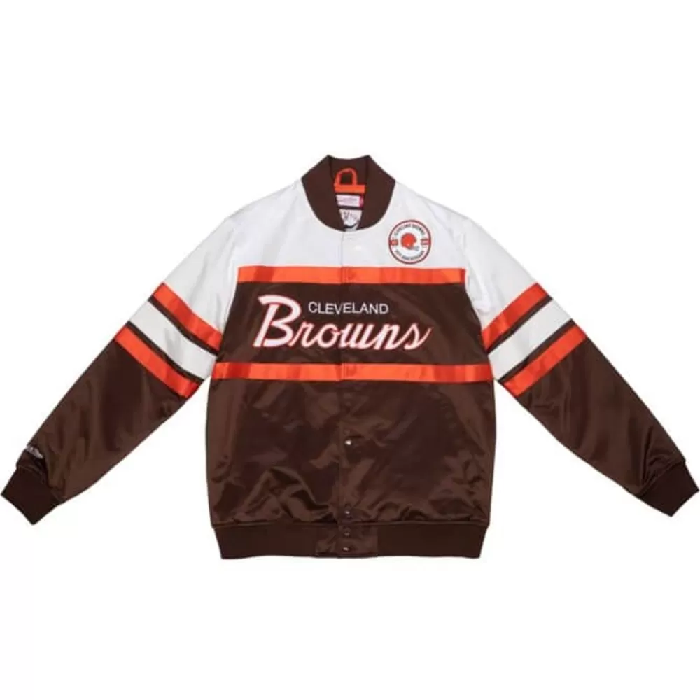 Apparel Mitchell & Ness Jackets & Outerwear-Special Script Heavyweight Satin Jacket Cleveland Browns