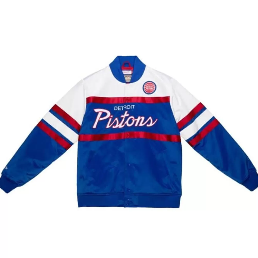 Apparel Mitchell & Ness Jackets & Outerwear-Special Script Heavyweight Satin Jacket Detroit Pistons