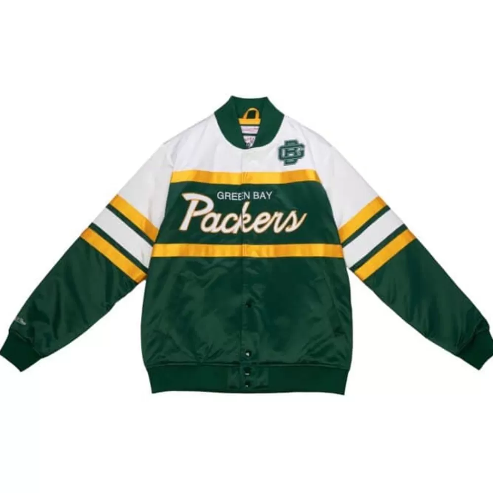 Apparel Mitchell & Ness Jackets & Outerwear-Special Script Heavyweight Satin Jacket Green Bay Packers