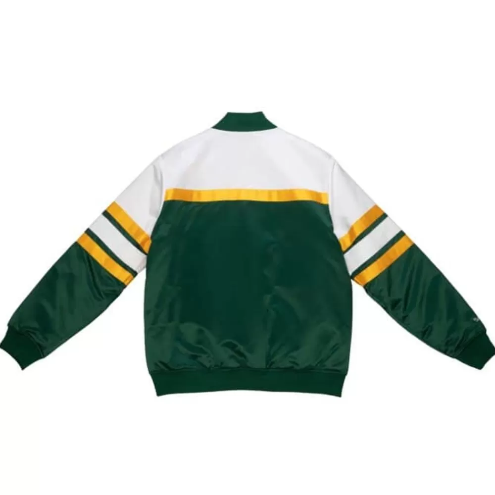 Apparel Mitchell & Ness Jackets & Outerwear-Special Script Heavyweight Satin Jacket Green Bay Packers