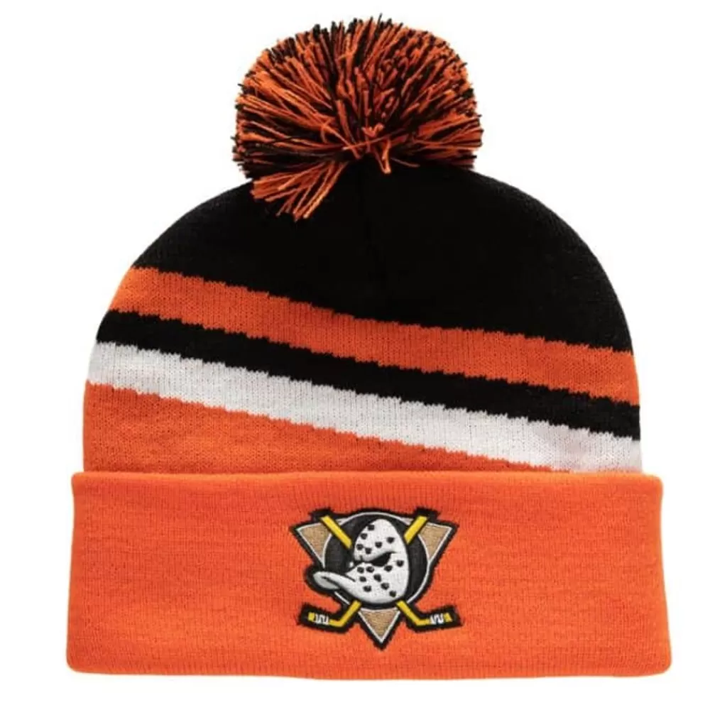 Headwear Mitchell & Ness -Stripe Pom Knit Anaheim Ducks
