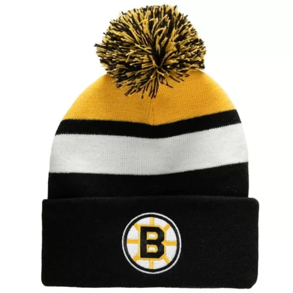 Headwear Mitchell & Ness -Stripe Pom Knit Boston Bruins