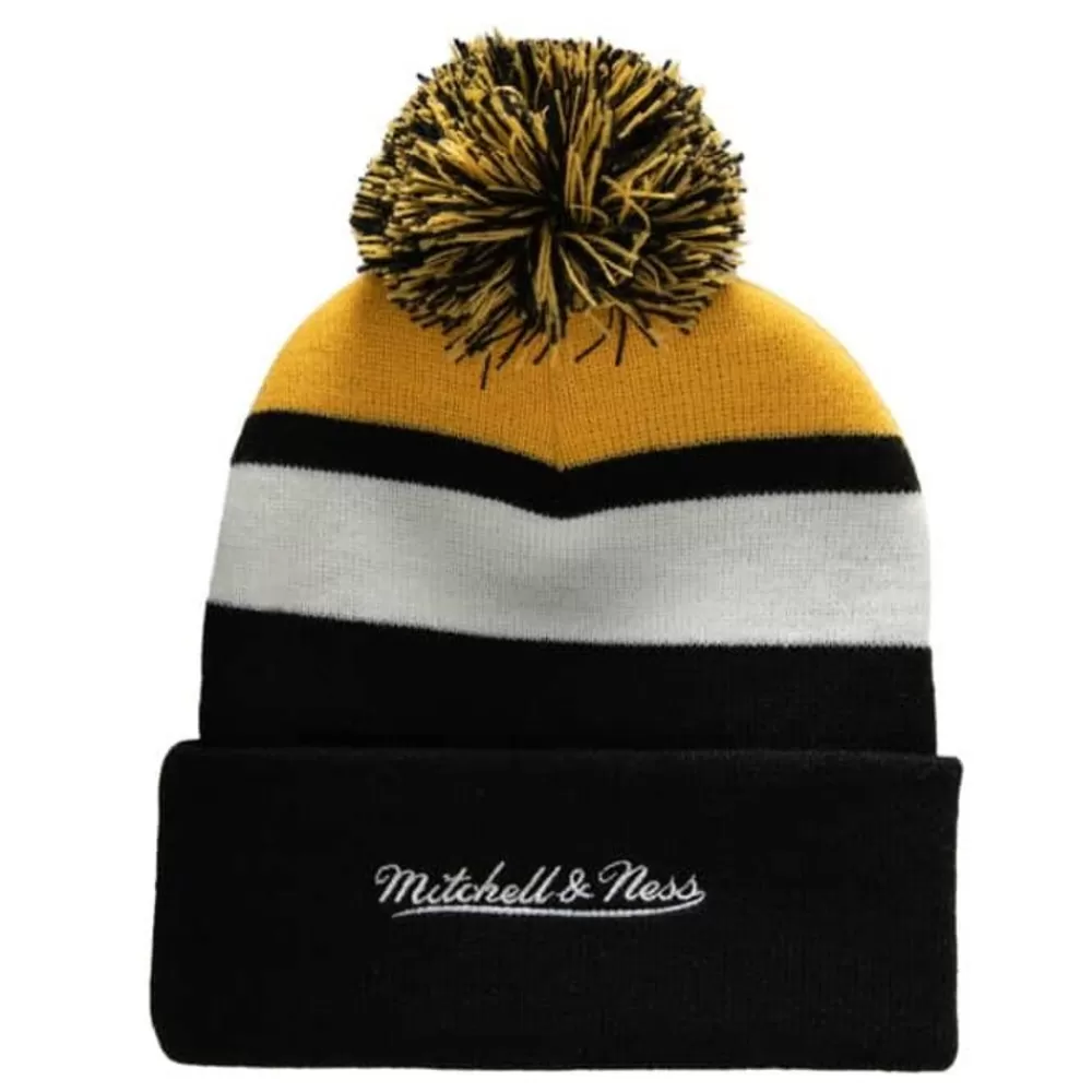 Headwear Mitchell & Ness -Stripe Pom Knit Boston Bruins