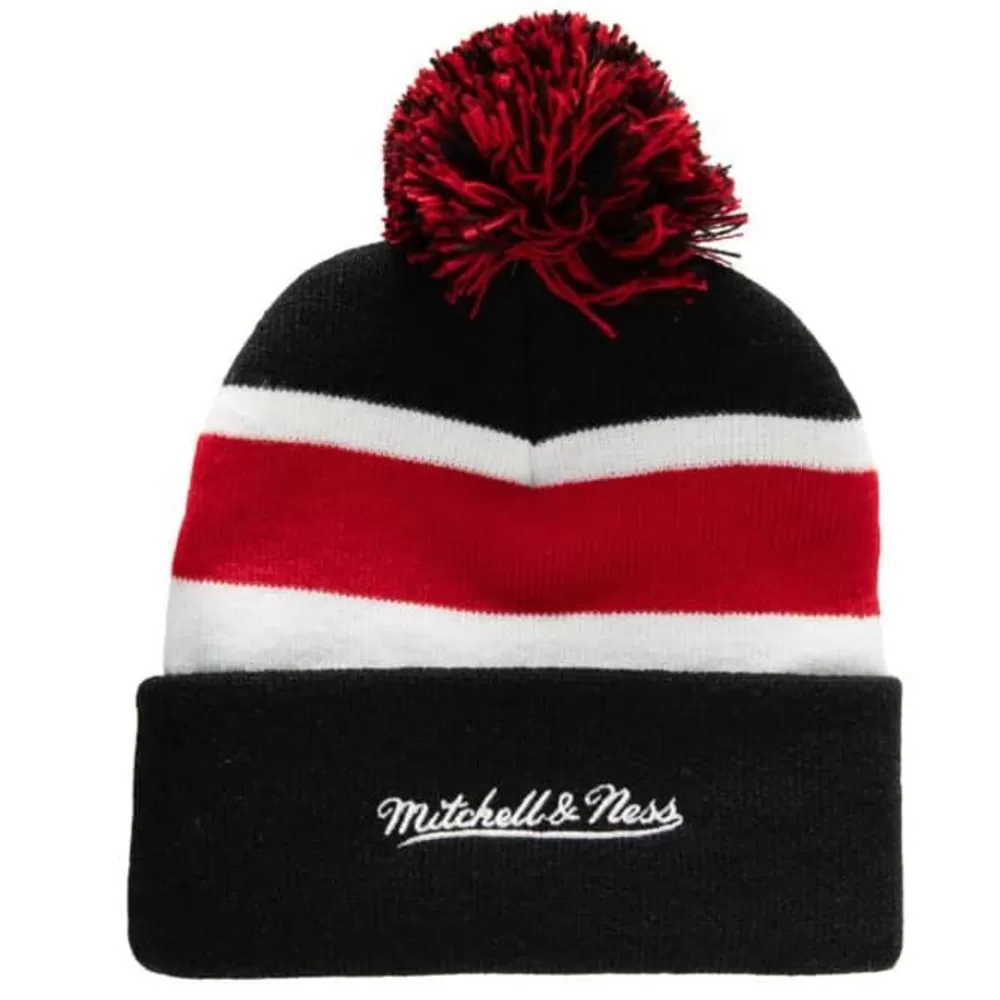 Headwear Mitchell & Ness -Stripe Pom Knit Chicago Blackhawks